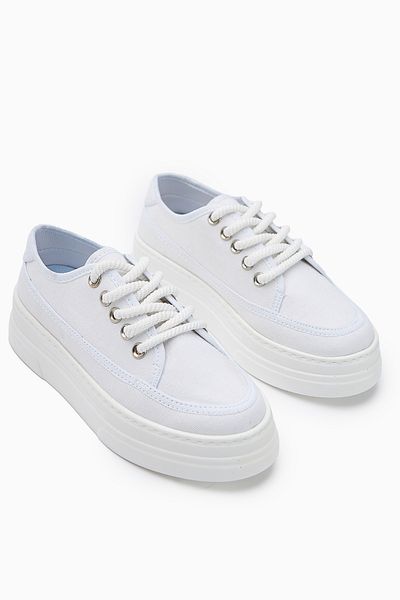 Limoya Sassa White High-Based Lace-Up Women's Sneaker