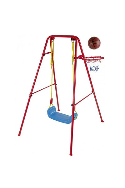 zola Children's swing with basketball hoop, metal frame, 80 kg, 90x100x130 cm, basket 24.5 cm, ball, pump, net