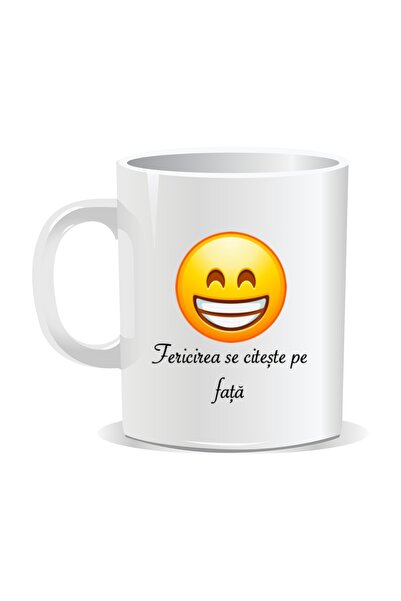 OEM Εξατομικευμένη λευκή κούπα με Emoji, χαμογελαστό πρόσωπο, INOVATIX®. 330ml