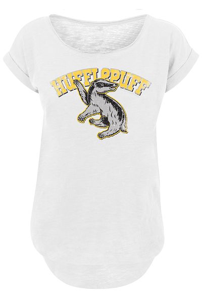 F4NT4STIC Damen Harry Potter Hufflepuff Sport Emblem With Ladies Long Slub Tee