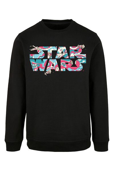 F4NT4STIC Herren Star Wars Wavy Ship Logo With Basic Crewneck