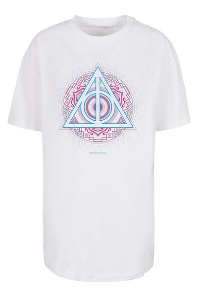 F4NT4STIC Herren Harry Potter Neon Deathly Hollows - Weiß mit schwerem Oversize-T-Shirt