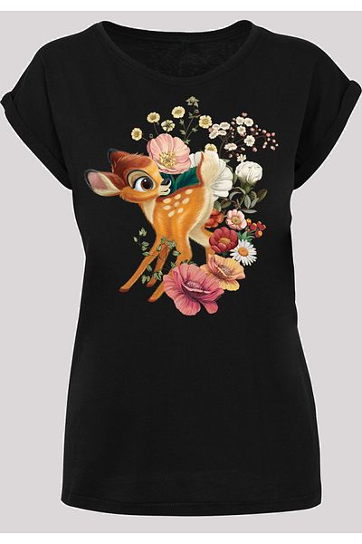 F4NT4STIC Damen Disney Bambi Meadow Big Print with Ladies Extended Shoulder Tee