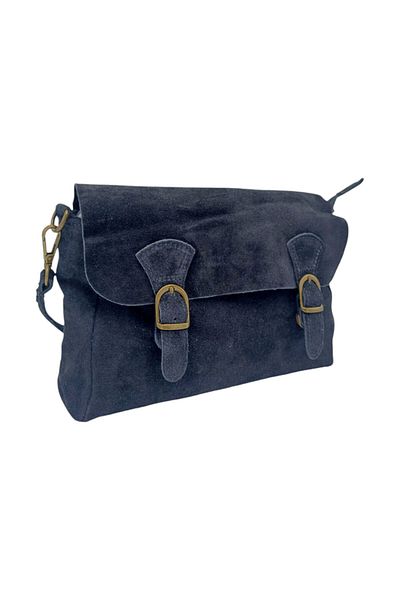 EVoStyle Geanta dama Belle Monique TR339, Piele Naturala Suede, Culoare Negru, 25cm x 17cm x 8cm