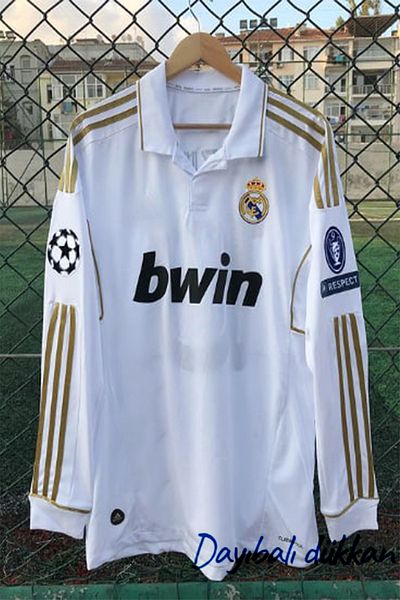 DAYIBALI DÜKKAN Dayibali Mesut Özil 2011/2012 White Gold Long Sleeve Champions League Jerseysi