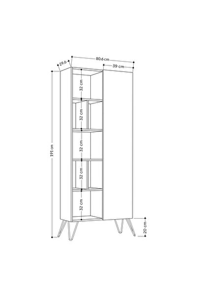 Mourah Home Jedda 7-Tier Bookshelf with 1 Door – Storage Rack - Display Cabinet With Metal Legs