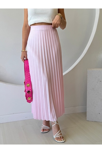 FEHUBLOOM Unlined Pink Pleated Skirt