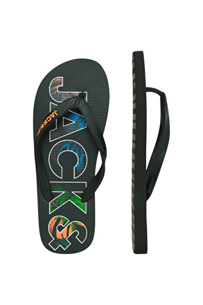 Jack & Jones Slapi JACK & JONES Logo Palm Print - 12230642-Antracit