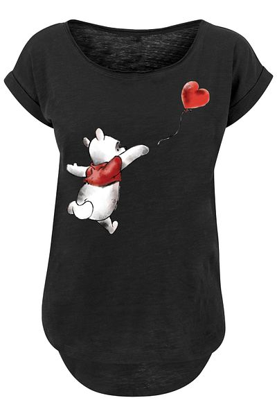 F4NT4STIC Damen Winnie The Pooh Winnie & Balloon With Ladies Long Slub Tee