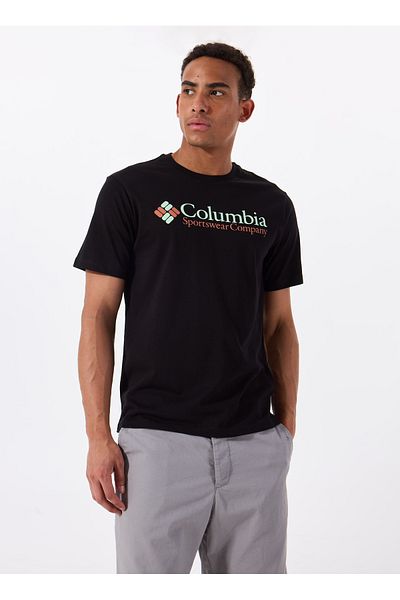 Columbia 9110941010CS0435 Tricou pentru bărbați cu decolteu O negru cu imprimeu normal