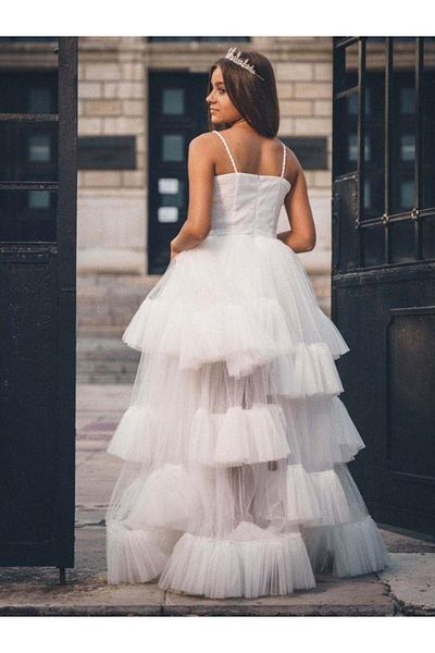 Zekids Girl's Piece Floor Detailed Tulle Design Evening Dress