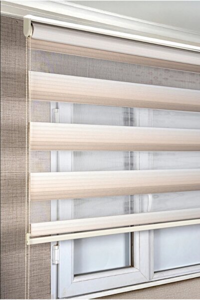 ömer ilhan zebra stor perde bej rengi piliseli alüminyum kasalı silinebilir z...