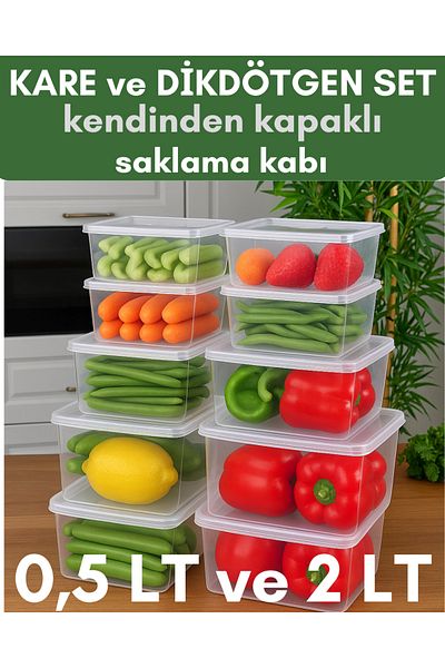 ALPY E TRADE Set of 6 Square Storage Containers ❄️   (3X500Ml + 3X2000Ml) – Freezer Compatible, with Lid, Practical!