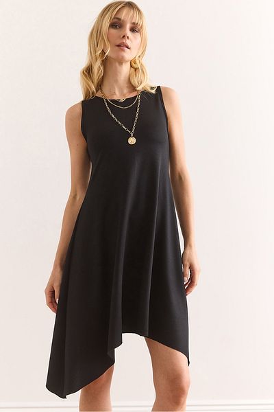 Olalook Women's Black Soft Textured Sleeveless Bell Dress Elb-19002376
