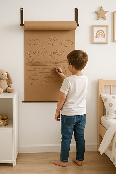 ESLENTA 50 Cm Duvara Monte Boya Ve Çizim Rulo Aktivite Kraft Kağıt