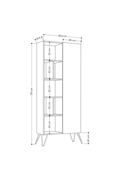 Mourah Home Jedda 7-Tier Bookshelf with 1 Door – Storage Rack - Display Cabinet With Metal Legs