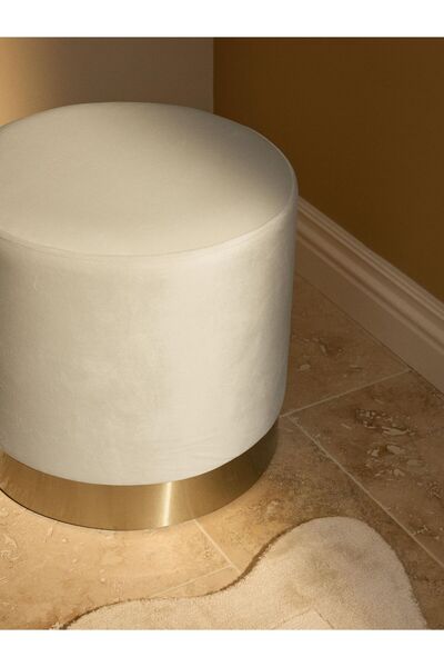 Mobilya Stant Most Ekol Premium Puf 01 Kırık Beyaz Kadife Kumaş (Evinize Teslim)