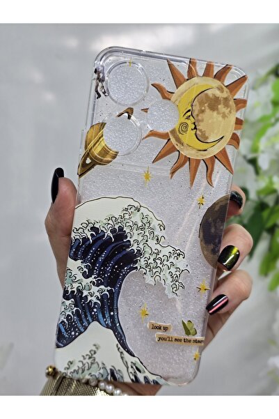 Magic Ring حافظة هاتف شفافة متوافقة مع ريلمي سي53 بنمط الموجة والشمس