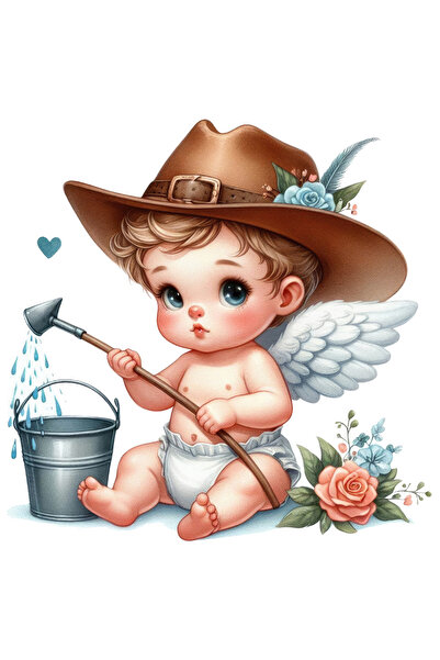 StoryGift Romania Sticker Adeziv 90CM cu un bebelus cu aripi de ingeras, ilus...