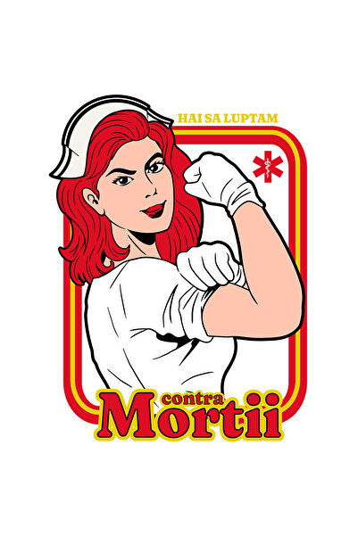 StoryGift Romania Sticker Eticheta 40CM Adeziv asistenta medicala razboinica hai sa luptam cu Margini Albe, PVC