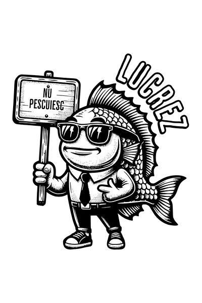 StoryGift Romania Sticker 70CM Adhesive Funny Fish Message I Work. I Don't Fish with White Edges, PVC Wine