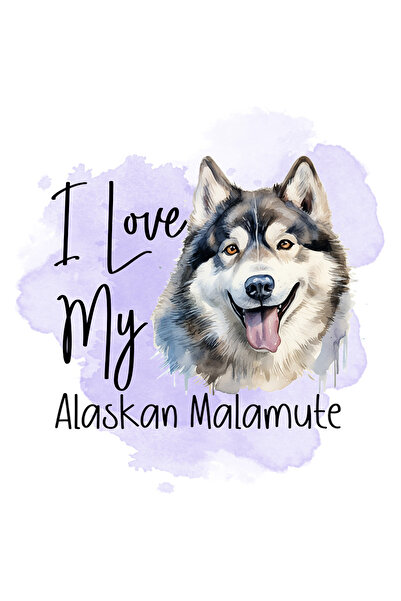 StoryGift Romania Sticker Eticheta 40CM cu mesajul "I love my Alaskan Malamut...