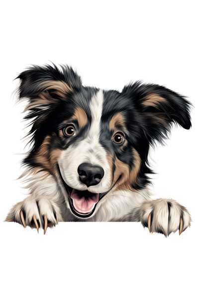 StoryGift Romania Sticker Autocolant 70CM cu un catel fericit, gheare, labute, albe, negru, maro, pentru iubitor