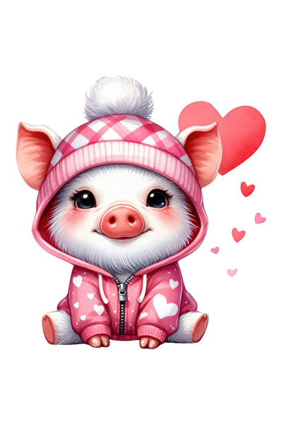 StoryGift Romania Sticker Autocolant 70CM cu un purcelus in hanorac, ilustrat...