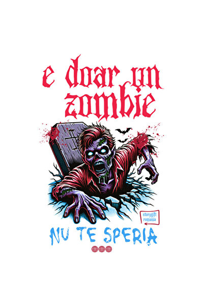 StoryGift Romania Sticker Adeziv 90CM cu Zombie Horror Din Mormant Text E Doa...