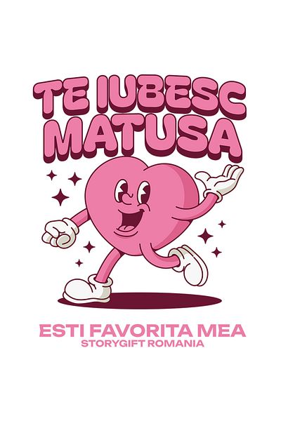 StoryGift Romania Sticker Cu Inima Zambitoare Cu Mana In Aer Valentine's Day Dragoste Text Te Iubesc Matusa