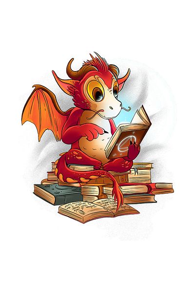StoryGift Romania Sticker Autocolant 70CM Cu Dragon, Carte Deschisa, Magie, Iubitori De Carti, Fantasy, cu Marg