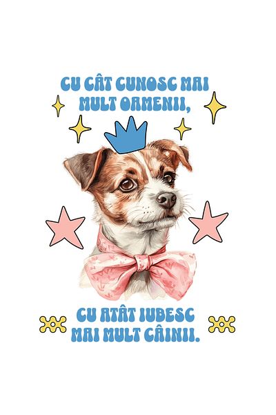 StoryGift Romania Sticker Eticheta 40CM Adeziv Caine cu coroana, iubesc mai mult cainii cu Margini Albe, PVC Vin