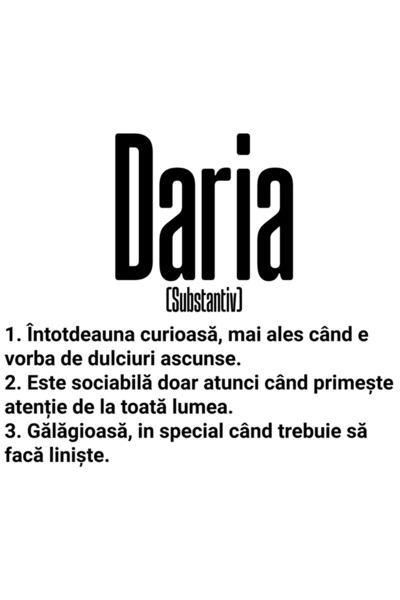 StoryGift Romania Sticker Eticheta 40CM Cu Numele Daria, si Mesaj Amuzant, Cu...