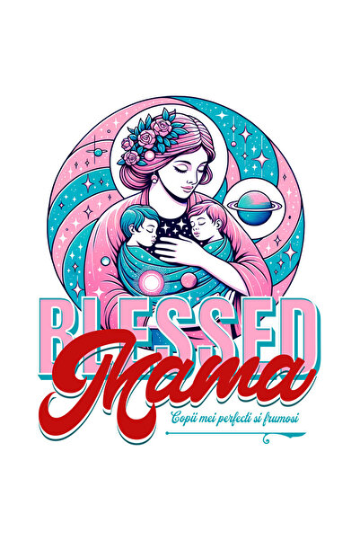 StoryGift Romania Sticker Cu Mama Si Copii Frati Familie Text Blessed Mama Co...