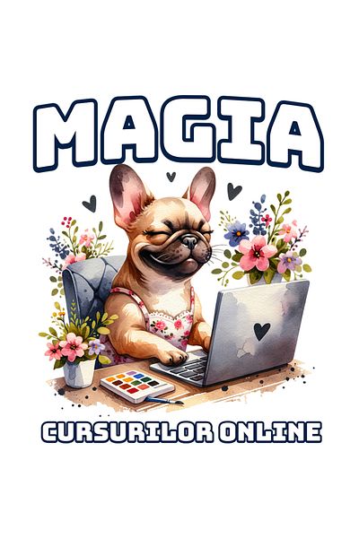 StoryGift Romania Sticker Eticheta 40CM Adeziv caine fericit elev magia cursurilor online scoala cu Margini Albe