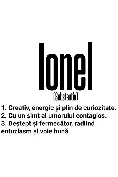 StoryGift Romania Sticker Autocolant 70CM Cu Numele Ionel, Cu Mesaj Motivatio...
