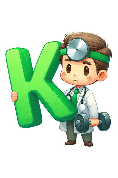 StoryGift Romania Sticker 28 Cm Cu Un Doctor Care Tine Litera "k", Ilustratie...
