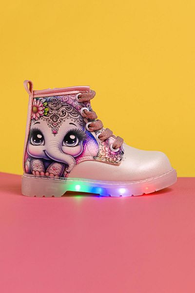 Limoya Janny Cartoon Character Printed Lace-Up Baby Lighted Boots