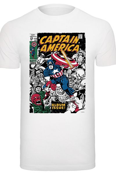 F4NT4STIC Herren Marvel Captain America Album Issue Cover - weiß mit Rundhalsausschnitt