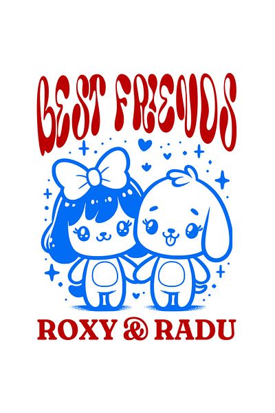 StoryGift Romania Sticker Adeziv 90CM cu Fata Cu Funda Si Caine Text Best Friends Roxy & Radu Iubire Familie cu