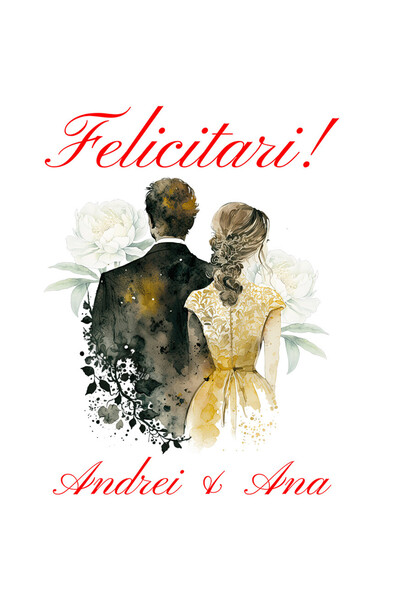 StoryGift Romania Sticker Eticheta 50CM cu Arta Stil Pictura Ziua Nuntii Cupl...