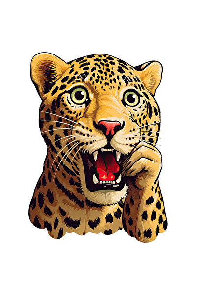 StoryGift Romania Sticker Adeziv 90CM cu un jaguar speriat, ilustratie, mirat, socat, tremura de frica, socat, a