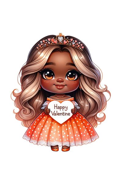 StoryGift Romania Sticker Autocolant 70CM cu o fetita de culoare, ilustratie, tine in maini o inimioara pe care