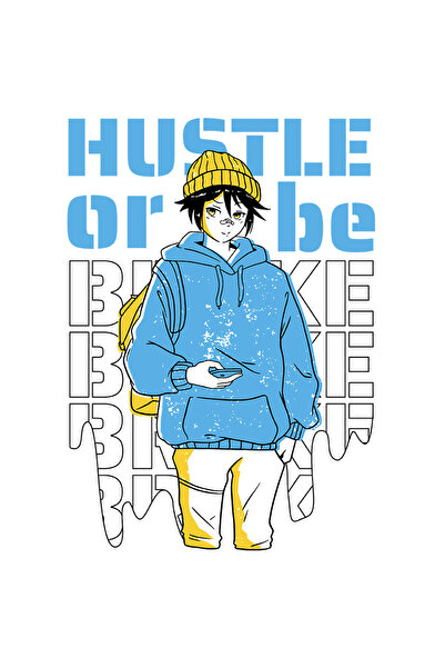 StoryGift Romania Sticker Adeziv 90CM Cu Mesaj In Engleza Hustle or Be Broke, Hanorac, Fes, cu Margini Albe, PV