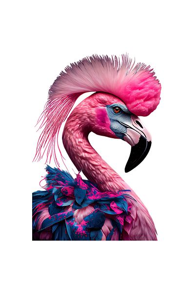 StoryGift Romania Sticker Self-Adhesive 70CM With Flamingo, Bird, Feathers, Abstract, Exotic, with White Edges, PVC Wine