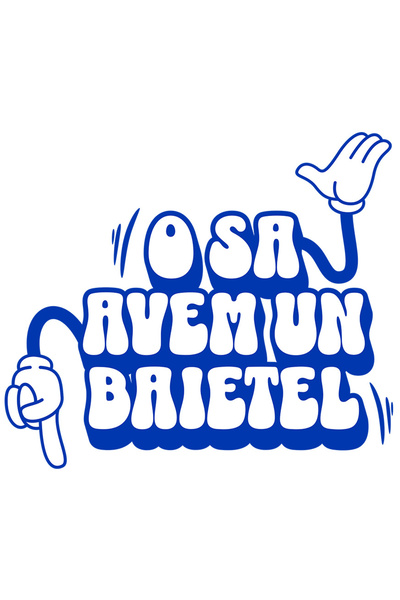 StoryGift Romania Sticker Autocolant 70CM cu Maini Stil Mickey Mouse Deget Aratat In Jos Text O Sa Avem Un Baiet