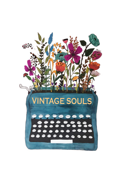 StoryGift Romania Sticker Eticheta 50CM cu mesajul "Vintage souls", ilustrati...