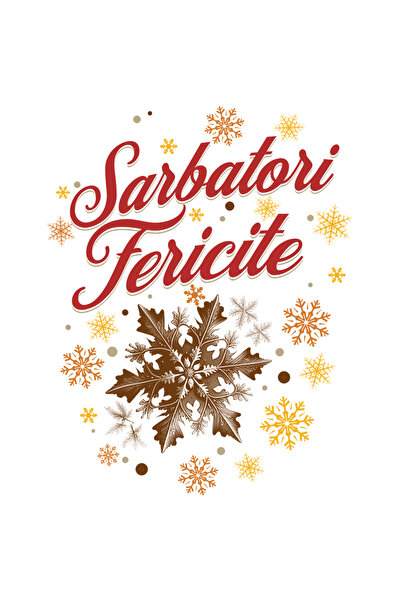 StoryGift Romania Sticker Autocolant 70CM Adeziv sarbatori fericite urare Craciun familie vacanta cu Margini Alb