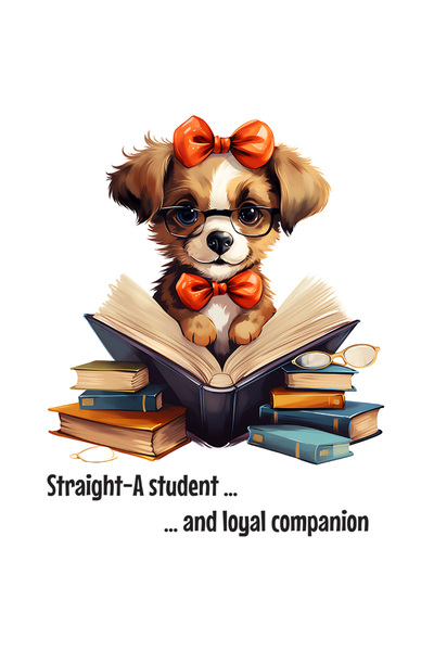 StoryGift Romania Sticker Autocolant 70CM cu un catel care tine o carte desch...