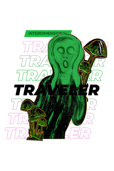 StoryGift Romania Sticker Autocolant 70CM Cu Extraterestru, Text In Engleza Traveler, Influenta Leonardo Da Vinc